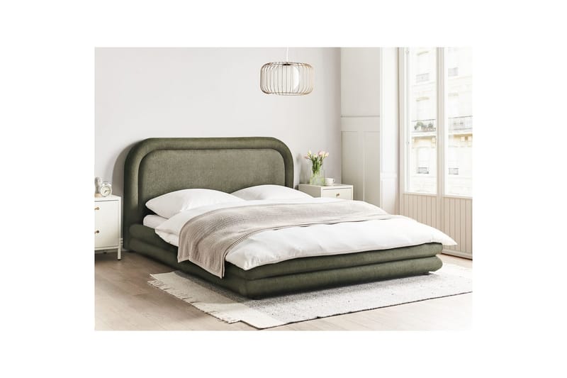 Seng med lamellramme Lavardens - Grønn, Svart, 160x200 cm - Møbler - Senger - Sengeramme & sengestamme