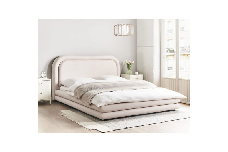 Seng med lamellramme Lavardens - Lys beige, svart, 160x200 cm - Møbler - Senger - Sengeramme & sengestamme