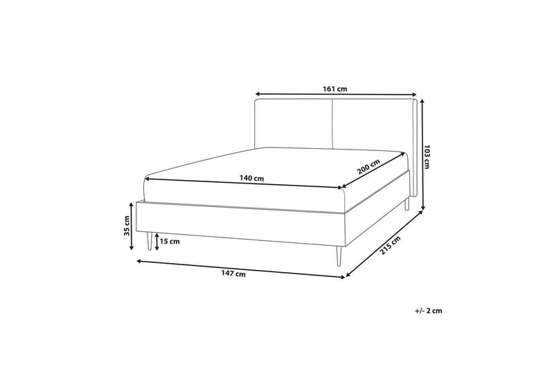 Seng med lamellramme Limanton - Beige, lyst tre, svart/bouclé, Beige, lyst tre, svart/Bouclé, 140x200 cm - Møbler - Senger - Sengeramme & sengestamme
