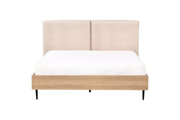 Seng med lamellramme Limanton - Beige, lyst tre, svart/bouclé, Beige, lyst tre, svart/Bouclé, 140x200 cm - Møbler - Senger - Sengeramme & sengestamme