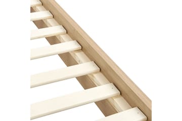 Seng med lamellramme Limanton - Beige, lyst tre, svart/bouclé, Beige, lyst tre, svart/Bouclé, 140x200 cm - Møbler - Senger - Sengeramme & sengestamme