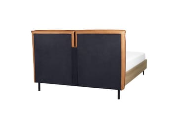 Seng med lamellramme Limanton - Brun, lyst tre, svart/kunstlær, Brun, lys tre, svart/Kunstskinn, 140x200 cm - Møbler - Senger - Sengeramme & sengestamme