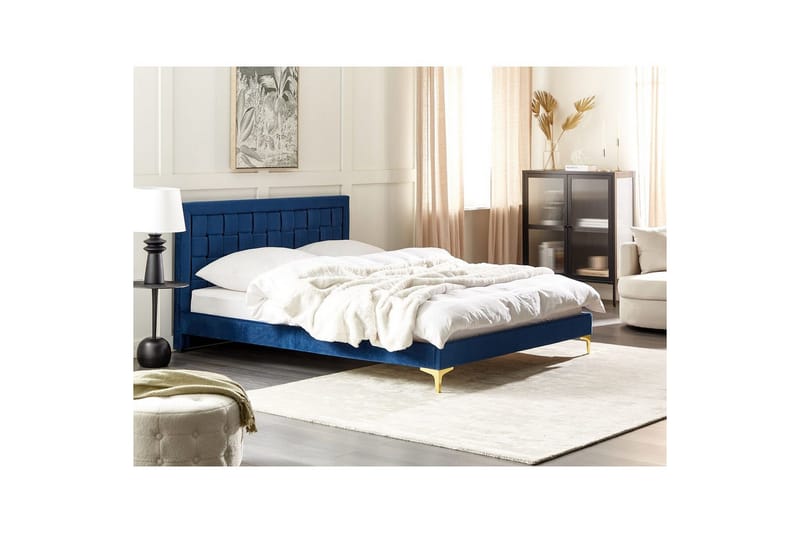 Seng med lamellramme Limoux - Blå, 160x200 cm - Møbler - Senger - Sengeramme & sengestamme