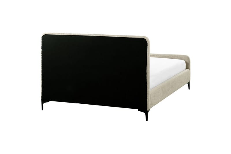 Seng med lamellramme Lunan - Beige, svart/Bouclé, 140x200 cm - Møbler - Senger - Sengeramme & sengestamme