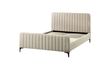 Seng med lamellramme Lunan - Beige, svart/Bouclé, 140x200 cm - Møbler - Senger - Sengeramme & sengestamme