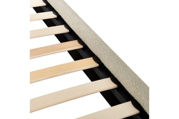Seng med lamellramme Lunan - Beige, svart/Bouclé, 160x200 cm - Møbler - Senger - Sengeramme & sengestamme