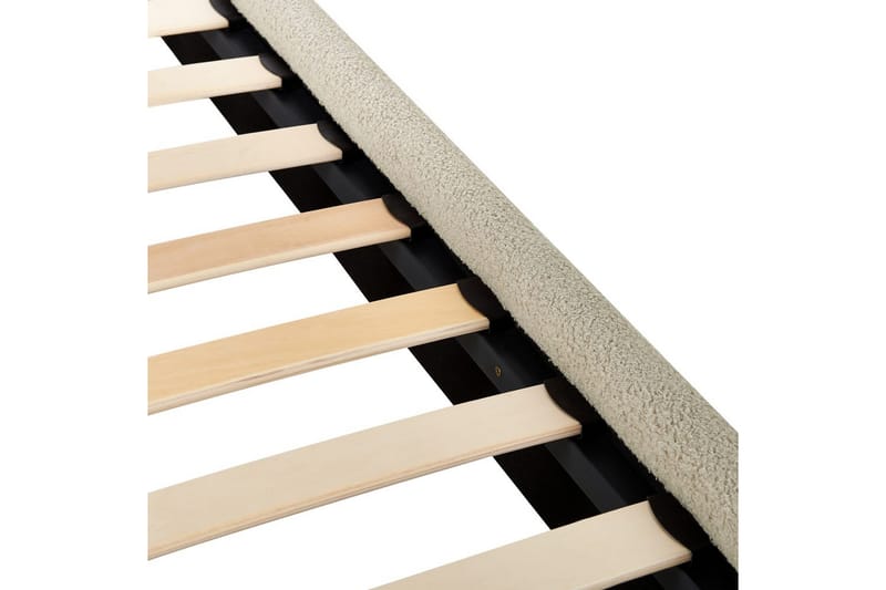 Seng med lamellramme Lunan - Beige, svart/Bouclé, 160x200 cm - Møbler - Senger - Sengeramme & sengestamme