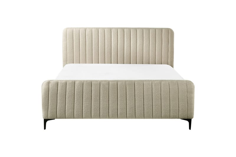 Seng med lamellramme Lunan - Beige, svart/Bouclé, 160x200 cm - Møbler - Senger - Sengeramme & sengestamme