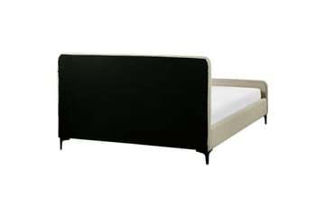 Seng med lamellramme Lunan - Beige, svart/Bouclé, 160x200 cm - Møbler - Senger - Sengeramme & sengestamme