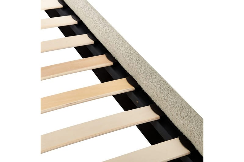 Seng med lamellramme Lunan - Beige, svart/Bouclé, 160x200 cm - Møbler - Senger - Sengeramme & sengestamme