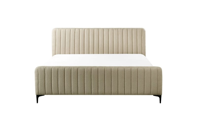 Seng med lamellramme Lunan - Beige, svart/Bouclé, 180x200 cm - Møbler - Senger - Sengeramme & sengestamme