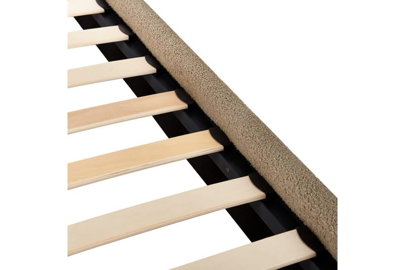 Seng med lamellramme Lunan - Taupe, svart/Bouclé, 140x200 cm - Møbler - Senger - Sengeramme & sengestamme