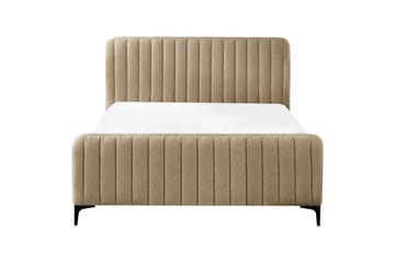 Seng med lamellramme Lunan - Taupe, svart/Bouclé, 140x200 cm - Møbler - Senger - Sengeramme & sengestamme