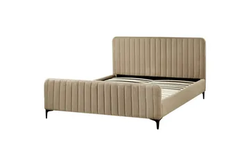 Seng med lamellramme Lunan - Taupe, svart/Bouclé, 160x200 cm - Møbler - Senger - Sengeramme & sengestamme