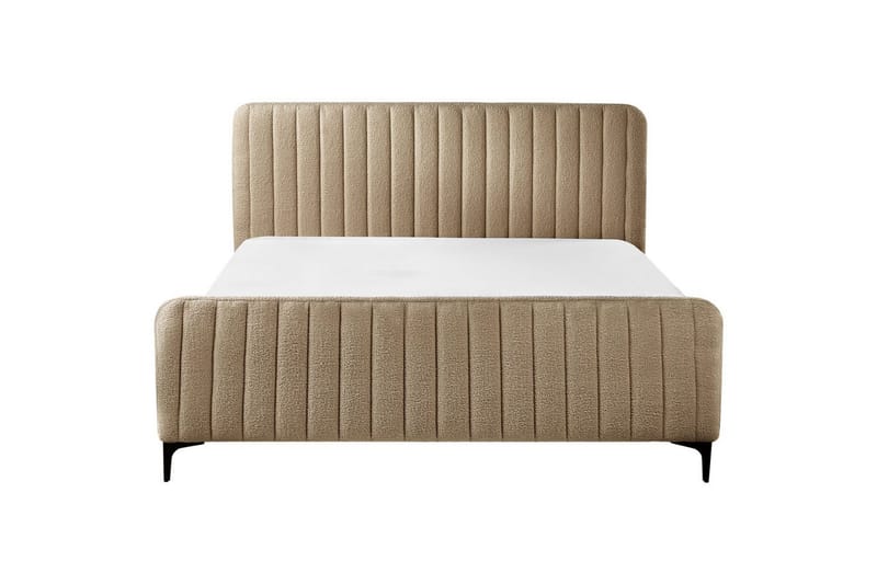 Seng med lamellramme Lunan - Taupe, svart/Bouclé, 160x200 cm - Møbler - Senger - Sengeramme & sengestamme