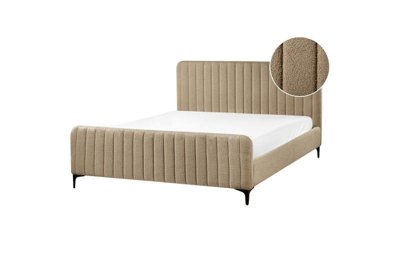 Seng med lamellramme Lunan - Taupe, svart/Bouclé, 160x200 cm - Møbler - Senger - Sengeramme & sengestamme