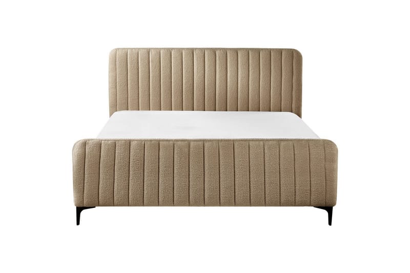 Seng med lamellramme Lunan - Taupe, svart/Bouclé, 160x200 cm - Møbler - Senger - Sengeramme & sengestamme