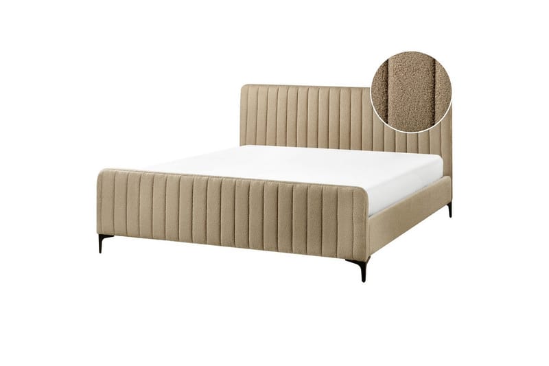 Seng med lamellramme Lunan - Taupe, svart/Bouclé, 180x200 cm - Møbler - Senger - Sengeramme & sengestamme