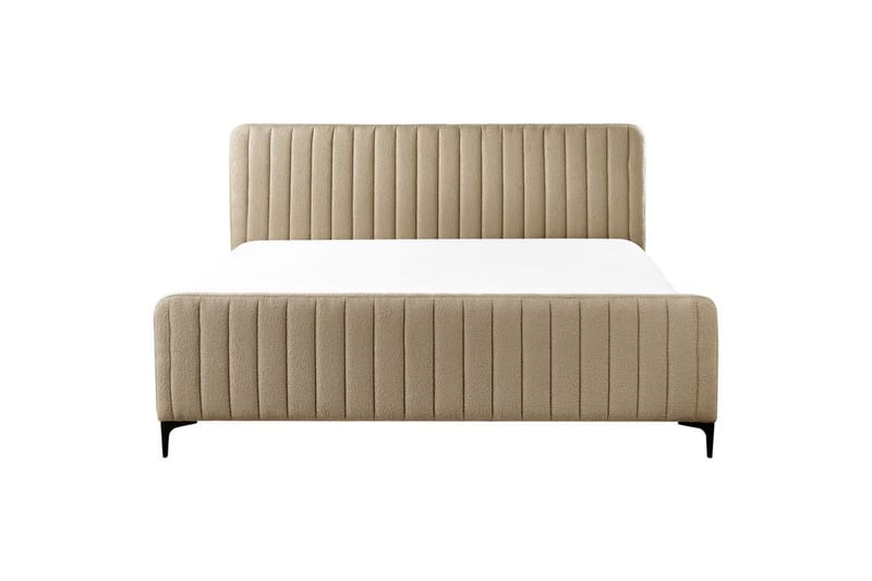 Seng med lamellramme Lunan - Taupe, svart/Bouclé, 180x200 cm - Møbler - Senger - Sengeramme & sengestamme