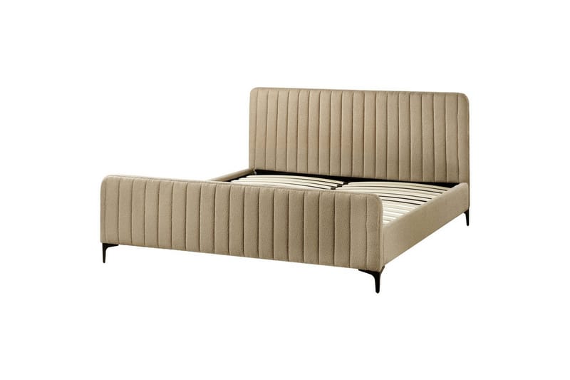 Seng med lamellramme Lunan - Taupe, svart/Bouclé, 180x200 cm - Møbler - Senger - Sengeramme & sengestamme