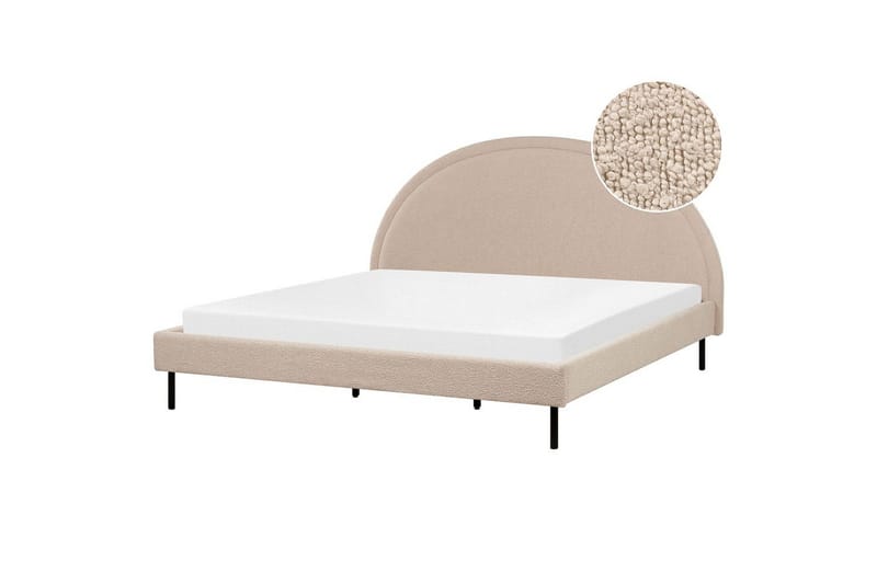 Seng med lamellramme Margut - Beige/Bouclé, 180x200 cm - Møbler - Senger - Sengeramme & sengestamme