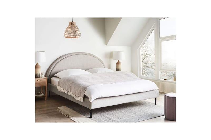 Seng med lamellramme Margut - Grå/Polyester, Grå/polyester, 180x200 cm - Møbler - Senger - Sengeramme & sengestamme