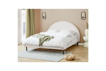 Seng med lamellramme Margut - Hvit/Bouclé, 160x200 cm - Møbler - Senger - Sengeramme & sengestamme