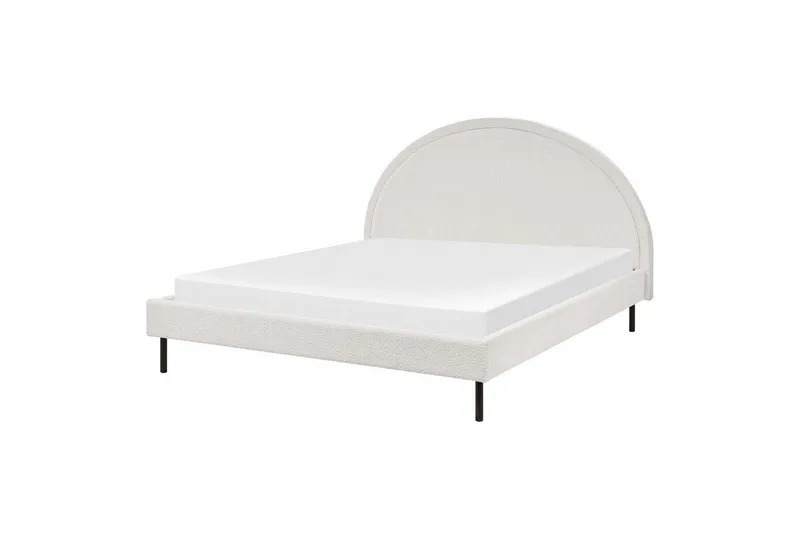 Seng med lamellramme Margut, Hvit/Bouclé, 160x200 cm