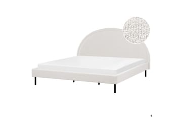 Seng med lamellramme Margut - Hvit/Bouclé, 180x200 cm - Møbler - Senger - Sengeramme & sengestamme