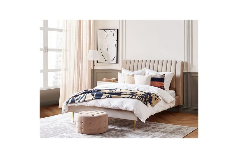 Seng med lamellramme Marville - Beige, 140x200 cm - Møbler - Senger - Sengeramme & sengestamme