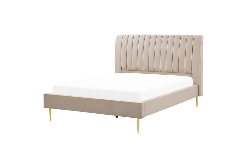 Seng med lamellramme Marville - Beige, gull, Beige, Gull, 160x200 cm - Møbler - Senger - Sengeramme & sengestamme