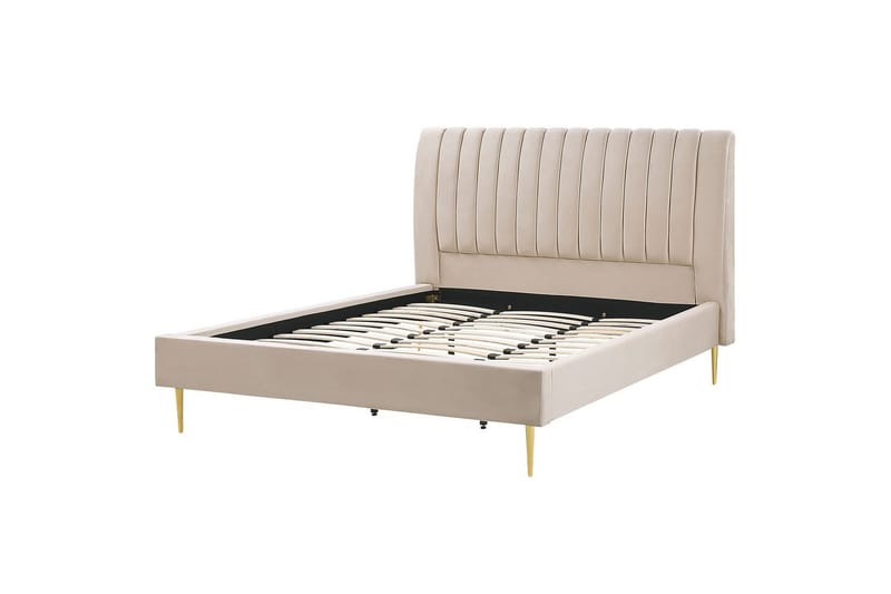 Seng med lamellramme Marville - Beige, gull, Beige, Gull, 180x200 cm - Møbler - Senger - Sengeramme & sengestamme