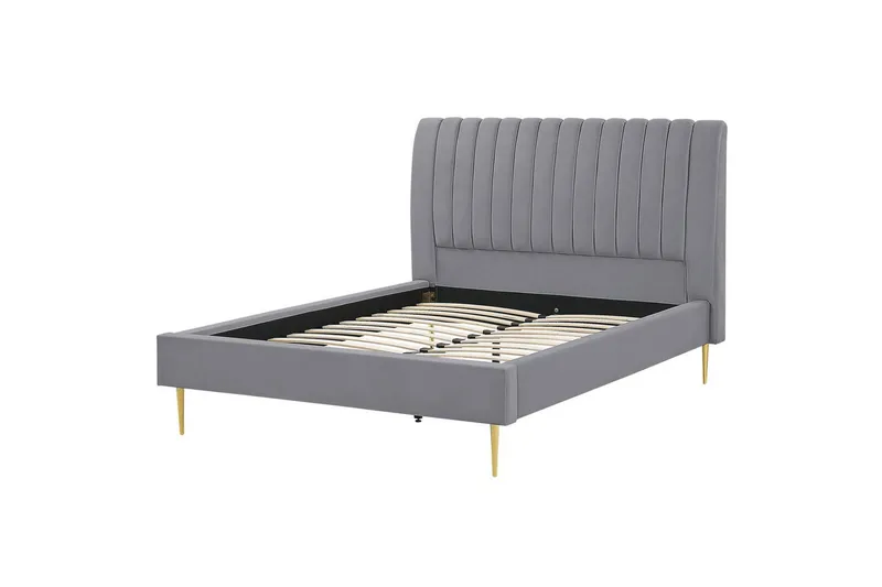 Seng med lamellramme Marville, Grå, Gull, Grå, gull, 140x200 cm