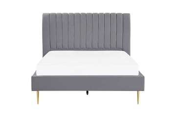 Seng med lamellramme Marville - Grå, Gull, Grå, gull, 140x200 cm - Møbler - Senger - Sengeramme & sengestamme