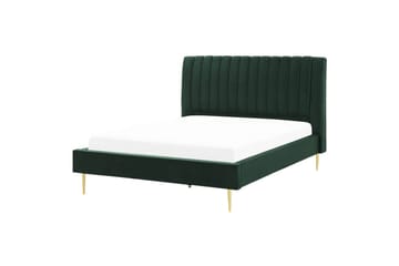 Seng med lamellramme Marville - Grønn, gull, Grønn, Gull, 160x200 cm - Møbler - Senger - Sengeramme & sengestamme