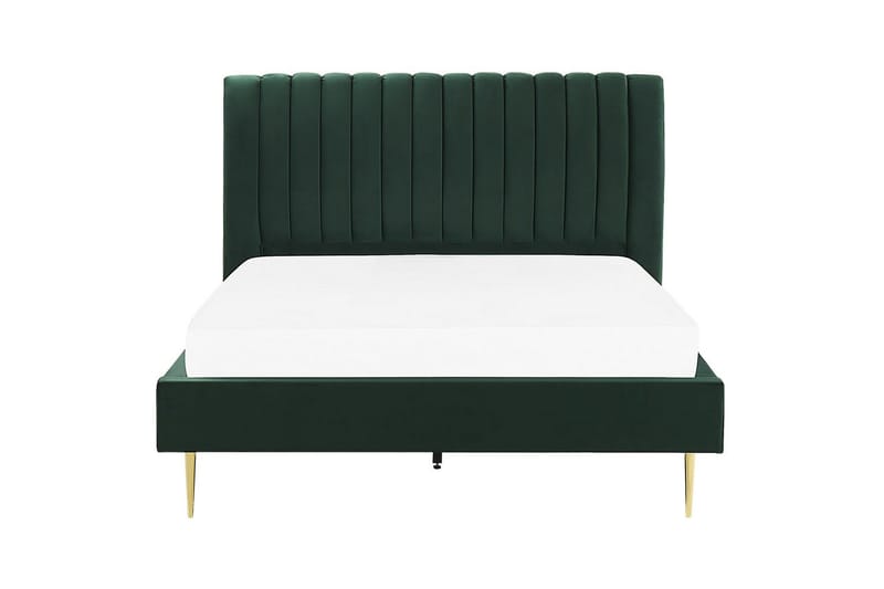 Seng med lamellramme Marville - Grønn, gull, Grønn, Gull, 160x200 cm - Møbler - Senger - Sengeramme & sengestamme