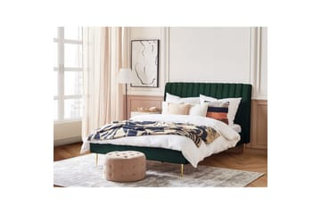 Seng med lamellramme Marville - Grønn, gull, Grønn, Gull, 160x200 cm - Møbler - Senger - Sengeramme & sengestamme