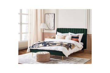 Seng med lamellramme Marville - Grønn, gull, Grønn, Gull, 180x200 cm - Møbler - Senger - Sengeramme & sengestamme