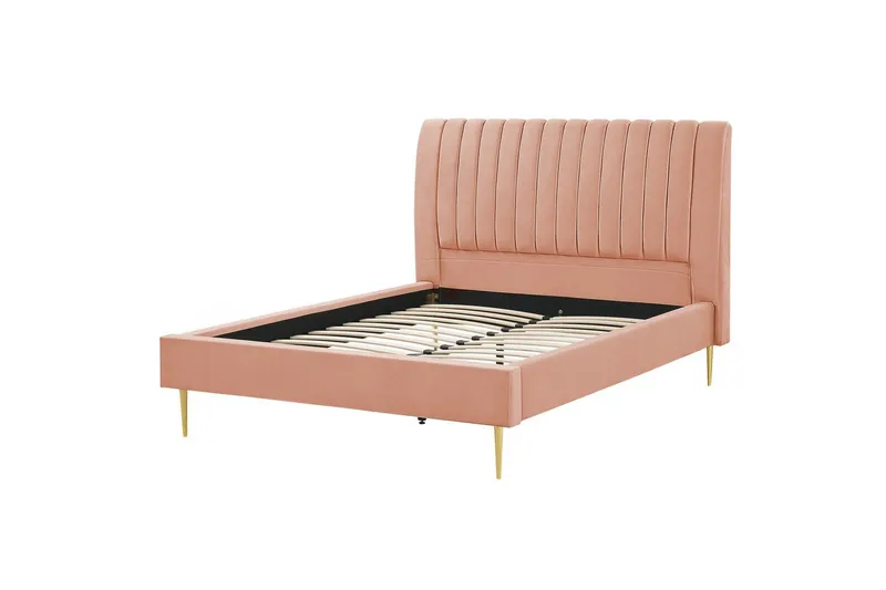 Seng med lamellramme Marville, Rosa, Gull, Rosa, gull, 140x200 cm