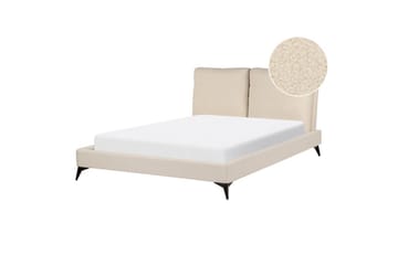 Seng med lamellramme Melle - Beige/Bouclé, 140x200 cm - Møbler - Senger - Sengeramme & sengestamme