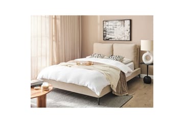 Seng med lamellramme Melle - Beige/Bouclé, 140x200 cm - Møbler - Senger - Sengeramme & sengestamme
