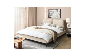 Seng med lamellramme Melle - Beige/Bouclé, 160x200 cm - Møbler - Senger - Sengeramme & sengestamme
