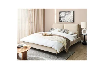 Seng med lamellramme Melle - Beige/Bouclé, 160x200 cm - Møbler - Senger - Sengeramme & sengestamme