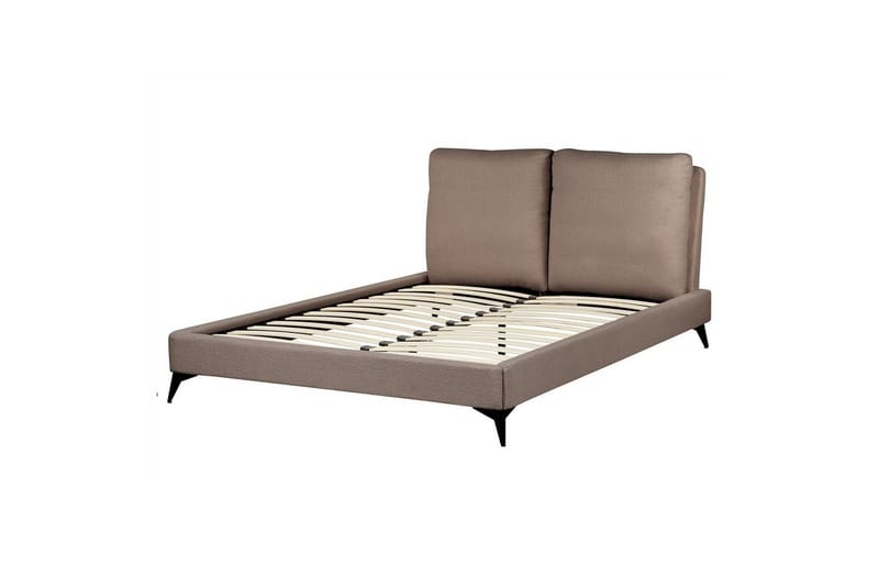 Seng med lamellramme Melle, Brun, Svart/Bouclé, 140x200 cm