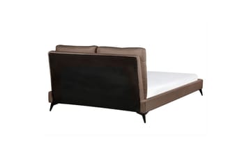 Seng med lamellramme Melle - Brun, Svart/Bouclé, 140x200 cm - Møbler - Senger - Sengeramme & sengestamme