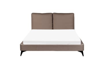 Seng med lamellramme Melle - Brun, Svart/Bouclé, 140x200 cm - Møbler - Senger - Sengeramme & sengestamme