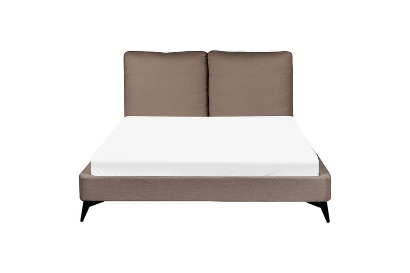 Seng med lamellramme Melle - Brun, Svart/Bouclé, 140x200 cm - Møbler - Senger - Sengeramme & sengestamme