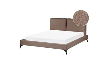 Seng med lamellramme Melle - Brun, Svart/Bouclé, 160x200 cm - Møbler - Senger - Sengeramme & sengestamme