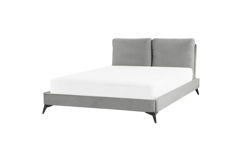 Seng med lamellramme Melle - Grå, svart/Fløyel, 140x200 cm - Møbler - Senger - Sengeramme & sengestamme