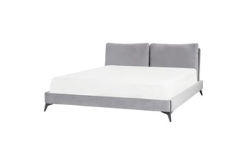 Seng med lamellramme Melle - Grå, svart/Fløyel, 180x200 cm - Møbler - Senger - Sengeramme & sengestamme